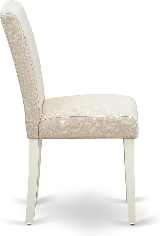 East West Furniture 1NDAB3-LWH-02 3 Piece Kitchen Set Contains a Rectangle Room Table with Dropleaf and 2 Light Beige Linen Fabric Parson Dining Chairs, 30x48 Inch - LeafyLoom