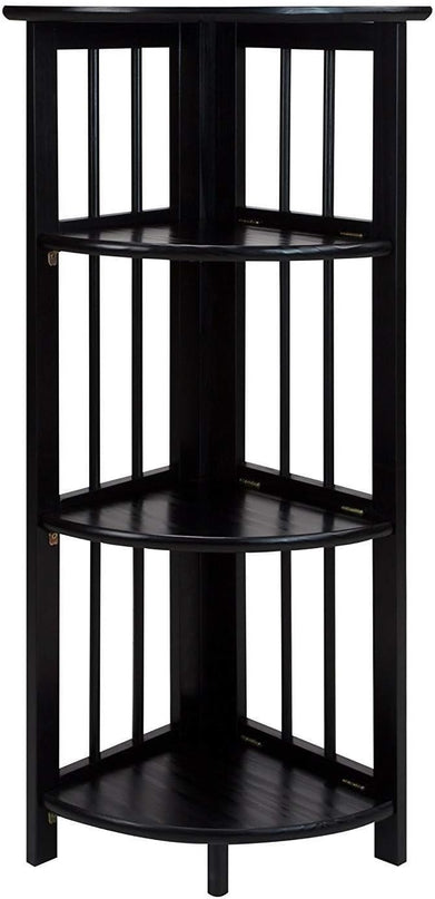 Casual Home 4 tier Corner Folding Bookcase, Black - LeafyLoom