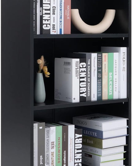 Sunon 3 Shelf Wood Bookcase Freestanding Display Shelf Adjustable Layers Bookshelf for Home Office Library Small Narrow Space (Black, 3-Layers) - LeafyLoom