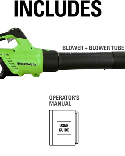 Greenworks 40V (120 MPH / 500 CFM / 75+ Compatible Tools) Cordless Axial Leaf Blower, Tool Only - LeafyLoom