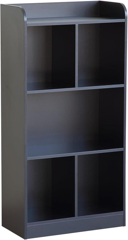 Book Shelf with Back Panel Stability 5 Cube Bookcase Multifunctional Cube Storage Organizer Shelf for Bedroom Living Room Office Closet School in Black with 23.62''W - LeafyLoom