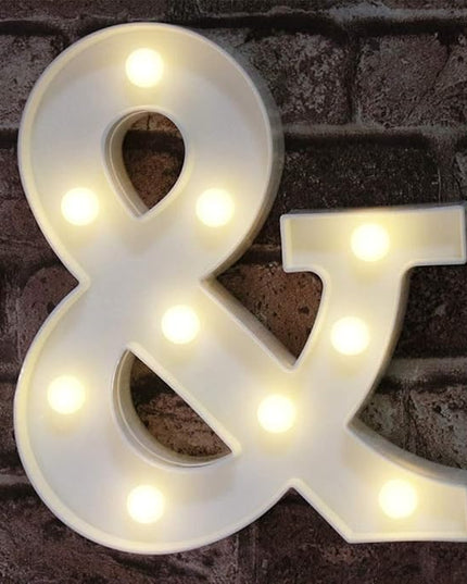 LED Marquee Letter Lights Sign & 26 Alphabet Light Up Marquee Letters Sign for Perfect for Events or Home Décor Night Light Wedding Birthday Party Battery Powered Lamp Bar Decoration (&) - LeafyLoom
