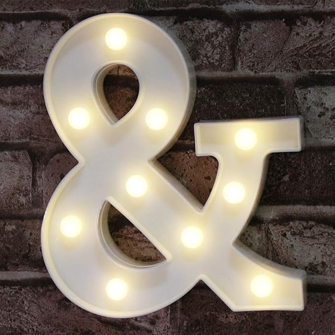 LED Marquee Letter Lights Sign & 26 Alphabet Light Up Marquee Letters Sign for Perfect for Events or Home Décor Night Light Wedding Birthday Party Battery Powered Lamp Bar Decoration (&) - LeafyLoom