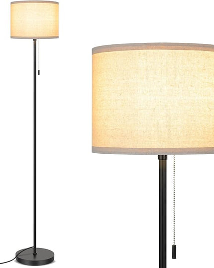 FOLKSMATE Floor Lamp for Living Room, LED Modern Simple Standing Lamps, Tall Lamp for Bedroom, Kid, Office, Reading Room Black Pole Light without Bulb - LeafyLoom