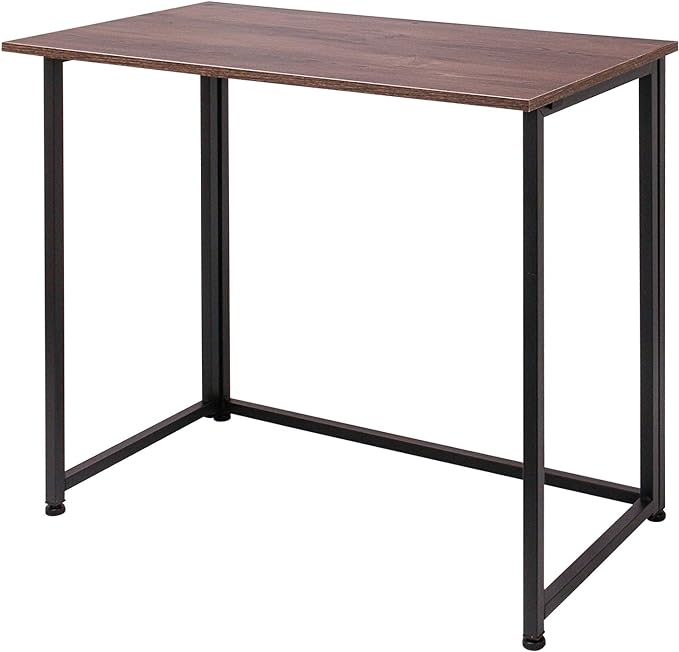 Leopard Outdoor Products Folding Computer Desk for Small Spaces, Space-Saving Home Office Desk, Foldable Computer Table, Laptop Table, Writing Desk, Compact Study Reading Table (Dark Brown) - LeafyLoom