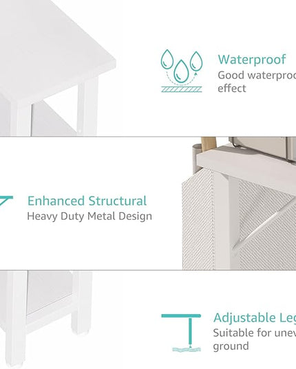 Lufeiya White L Shaped Computer Desk with Power Outlet Shelves, 47 Inch Corner Desk for Home Office Bedroom, L-Shaped Study Writing Working PC Desks, White - LeafyLoom