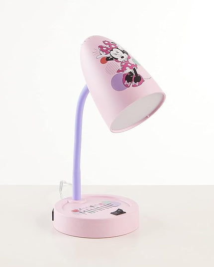 Idea Nuova Disney Minnie Mouse Switch Operated LED Task Table and Desk Lamp with Charging Outlet - LeafyLoom