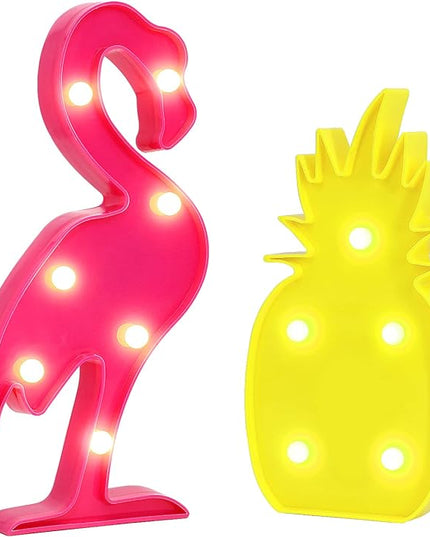 AceList Luau Party Decorations Flamingos Pineapple Lights Tropical Hawaiian Themed Party Supplies Birthday Decor for Wall Table Desk Centerpieces - LeafyLoom
