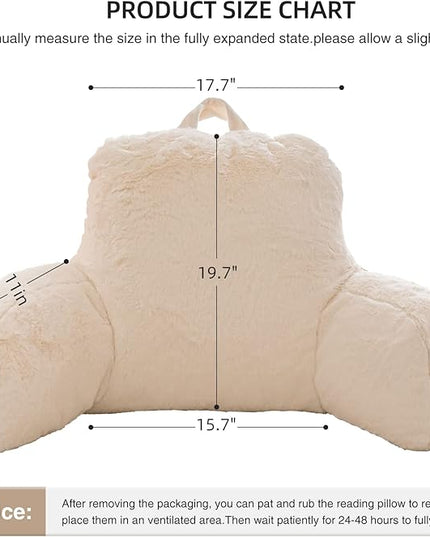 Aimuan Reading Pillow Bed Rest Wedge Large Adult Backrest Pillow with Arms Back Support for Sitting Up in Bed Cushion Incline Rest Sleeping Snoring Pillow, Ivory Large - LeafyLoom