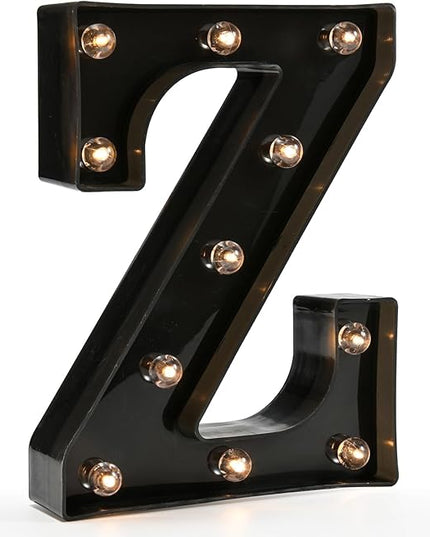 Light Up Black Alphabet Marquee Letters Sign LED Marquee Number Lights Sign for Night Light Home Bar Christmas Lamp Birthday Party Wedding Decoration Z - LeafyLoom