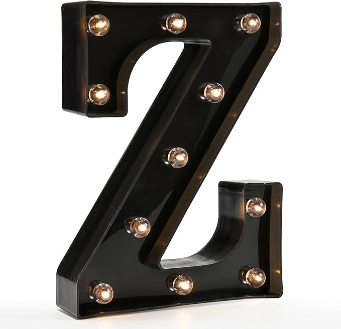 Light Up Black Alphabet Marquee Letters Sign LED Marquee Number Lights Sign for Night Light Home Bar Christmas Lamp Birthday Party Wedding Decoration Z - LeafyLoom