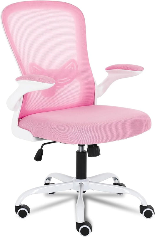 Office Chair Computer Chair with Flip Up Armrests Breathable Mesh Chair Lumbar Support Comfort Swivel Home Office Ergonomic Desk Chair Gaming Chair for Adults and Teens - LeafyLoom