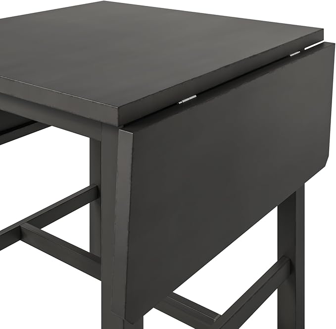 Merax Wood Breakfast Nook Extendable Dining Table Set with 4 Ladder Back Chairs for Small Places, 5-Piece Square Drop Leaf, Gray - LeafyLoom