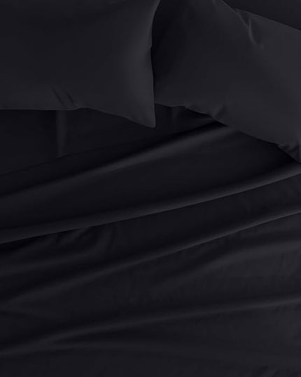Linen Market Bed Sheets for Queen Size Bed (Black) - Sleep Better Than Ever with These Soft and Cooling Queen Sheets - Deep Pocket Fits 16" Thick Beds - 4 Piece Queen Sheet Set - LeafyLoom