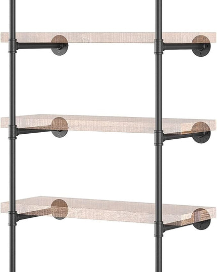 Yuanshikj 2Pc (56" Tall 12" deep,3/4") Industrial Wall Mount Iron Pipe Shelf Shelves Shelving Bracket Vintage Retro Black DIY Bookshelf Storage Office Room Kitchen (5Tier Hardware Only) - LeafyLoom
