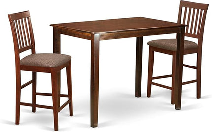 East West Furniture YAVN3-MAH-C 3 Piece Kitchen Counter Height Dining Table Set Contains a Rectangle Dining Room Table and 2 Linen Fabric Upholstered Chairs, 30x48 Inch, Mahogany - LeafyLoom