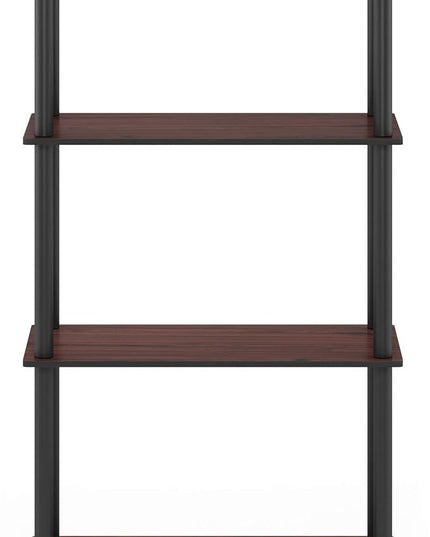 Furinno Turn-N-Tube 4-Tier Multipurpose Shelf Display Rack, Round Tubes, Dark Cherry/Black - LeafyLoom