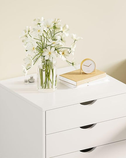 DUMOS 5 Drawer File Cabinet 5 Wood Rolling Organizer Storage Chest with Wheels Mobile Printer Stand for Home Office, White - LeafyLoom