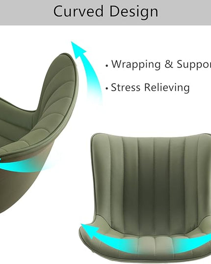 YOUNIKE Office Chair Swivel Desk Chair Upholstered Faux Leather Height Adjustable with Wheels Computer Task Chair Modern Rolling Armless with Back, Loads 300 lbs, Olive Green - LeafyLoom