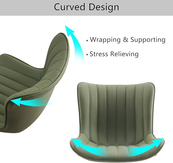 YOUNIKE Office Chair Swivel Desk Chair Upholstered Faux Leather Height Adjustable with Wheels Computer Task Chair Modern Rolling Armless with Back, Loads 300 lbs, Olive Green - LeafyLoom