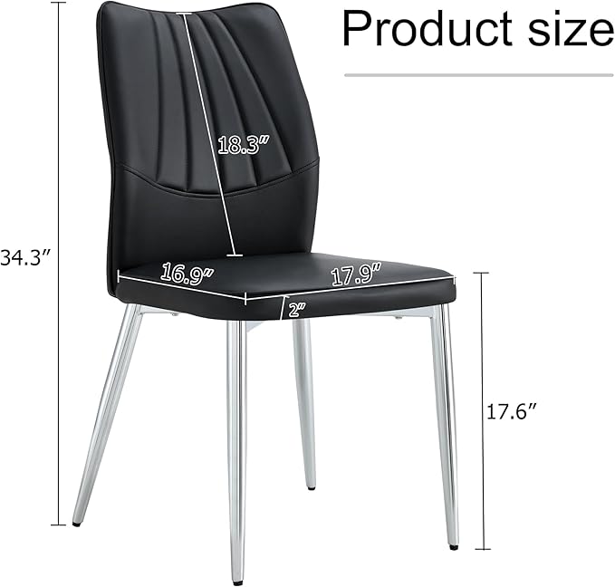 NicBex Dining Chairs Set of 6 Modern Faux Leather High Back Dining Chair Dining Room Kitchen Chairs with Silver Metal Legs,Chairs for Dining Room, Kitchen,Living Room, and Restaurants,Black - LeafyLoom