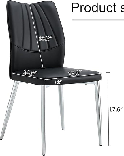 NicBex Dining Chairs Set of 4 Modern Faux Leather High Back Dining Chair Dining Room Kitchen Chairs with Silver Metal Legs,Chairs for Dining Room, Kitchen,Living Room, and Restaurants,Black - LeafyLoom