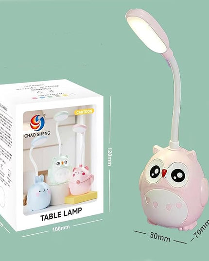 LED Desk Lamp for Kids, Mini Cute Owl Lamp Night Light, Foldable USB Rechargeable Reading Light Bedroom Children's Bedside Study (Blue) - LeafyLoom