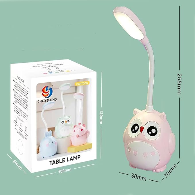 LED Desk Lamp for Kids, Mini Cute Owl Lamp Night Light, Foldable USB Rechargeable Reading Light Bedroom Children's Bedside Study (Blue) - LeafyLoom