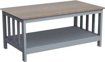 ChooChoo Coffee Table for Living Room, Grey Coffee Table with Shelf, 40 Inch - LeafyLoom