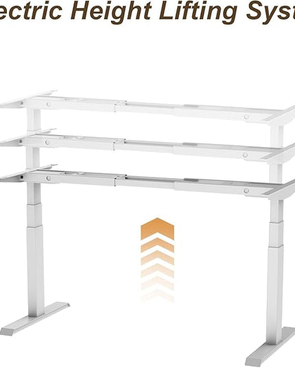 Electric Standing Desk Frame Dual Motor Height Adjustable Desk Motorized Stand Up Desk-White(Frame Only) - LeafyLoom