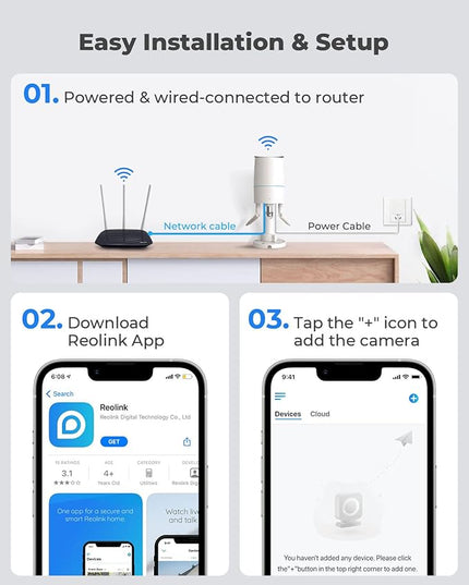 REOLINK Plug-in Outdoor WiFi Security Camera, 5MP HD Dual Band Wired Wi-Fi Camera for Home Security-2.4/5 Ghz, Smart Detection, Motion Detection, Night Vision, IP67 Waterproof, RLC-510WA REOLINK