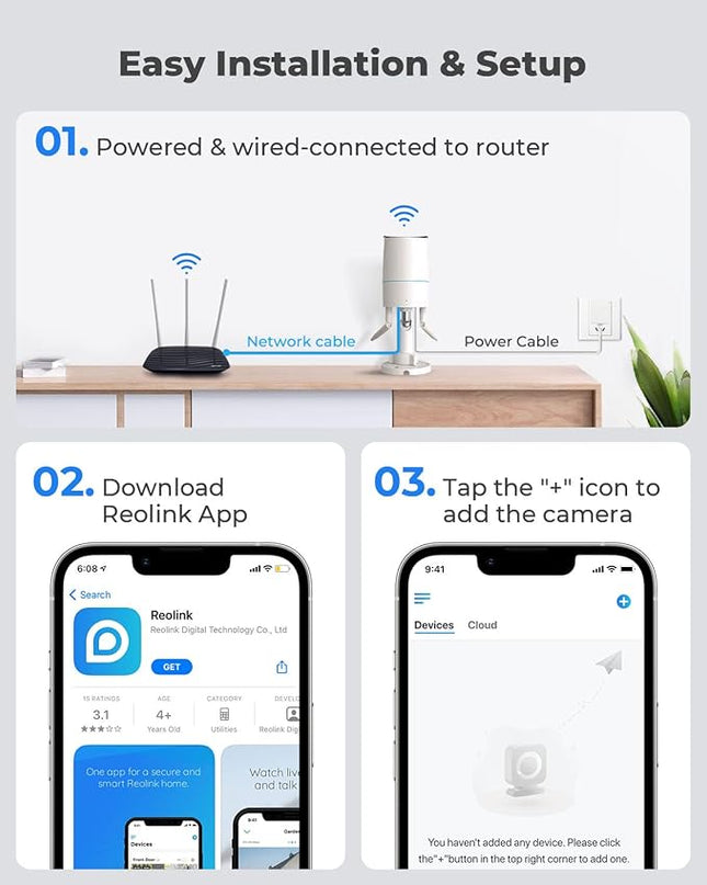 REOLINK Plug-in Outdoor WiFi Security Camera, 5MP HD Dual Band Wired Wi-Fi Camera for Home Security-2.4/5 Ghz, Smart Detection, Motion Detection, Night Vision, IP67 Waterproof, RLC-510WA REOLINK