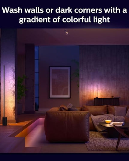 Philips Hue Signe Smart Floor Lamp, Black - White and Color Ambiance LED Color-Changing Light - 2 Pack - Control with Hue App - Compatible with Alexa, Google Assistant, and Apple Homekit PhilipsHue