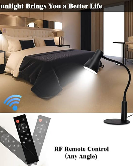 LED Desk Lamp, 3 Lighting Modes and 6 Brightness Levels, 10W Flexible Gooseneck Table Lamp for Living Room and Study, Remote Control with Timing Function, AC Adapter Included (Black) - LeafyLoom