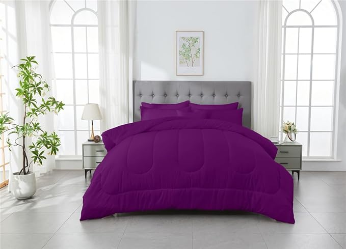 3 Piece Solid Color All Season Bedding Comforter Set Microfiber Soft Lightweight Bedding Set for Kids Teens Adults Room Decor with 1 Comforter and 2 Pillowcases King - LeafyLoom