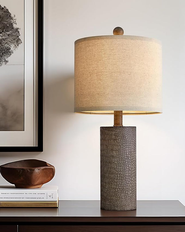 20.5" Farmhouse Lamp Single Resin Table Lamps for Living Room Bedroom Entryway Table Office Dorm Boho Nightstand Small Table Lamp Industrial End Side Table Lamps Gray - LeafyLoom
