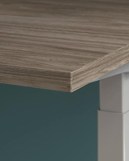 Bush Business Furniture M6S6030MHSK Move 60 27-Inch -48-Inch Adjustable Desk, Modern Hickory/Cool Gray Metallic - LeafyLoom