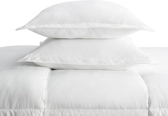 SERTA Simply Clean Ultra Soft Hypoallergenic Solid 3 Piece Comforter Set, Full/Queen, White - LeafyLoom
