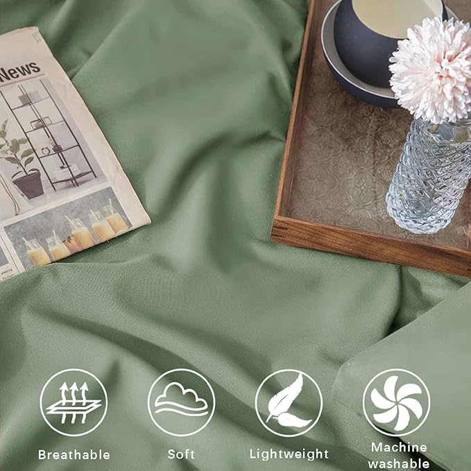 ETDIFFE Sage Green Full Comforter Set, 3 Piece Aesthetic Modern Bedding Set - All Season Farmhouse Soft & Lightweight Microfiber Down Alternative Comforter Bed Set with 2 Pillow Shams for Women Men - LeafyLoom