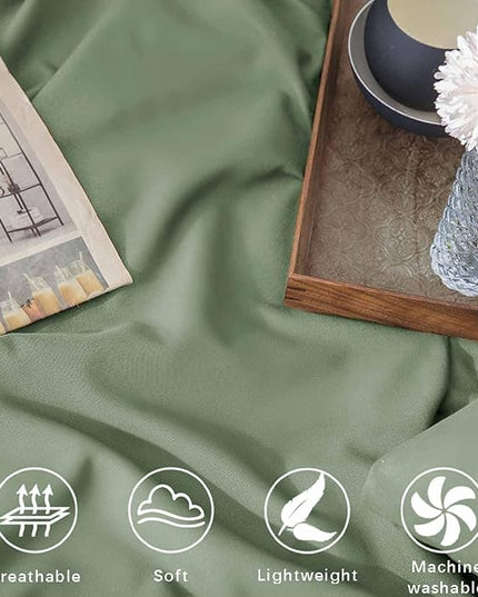 ETDIFFE - Sage Green Queen Comforter Set, 1 Comforter and 2 Pillow Shams, Soft and Cozy Microfiber with Down Alternative Fill, Lightweight and Warm All Season Bedding - LeafyLoom
