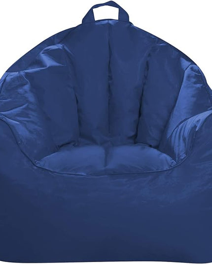 Posh Creations Structured Comfy Bean Bag Chair for Gaming, Reading, and Watching TV, Malibu Lounge, Soft Nylon-Navy - LeafyLoom