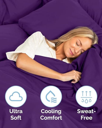 Split King Size 5 Piece Sheet Set - Comfy Breathable & Cooling Sheets - Hotel Luxury Bed Sheets for Women & Men - Deep Pockets, Easy-Fit, Soft & Wrinkle Free Sheets - Purple Oeko-Tex Bed Sheet Set - LeafyLoom