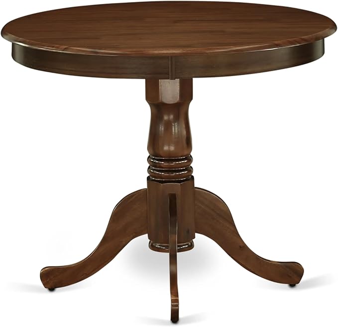 East West Furniture ANAS5-AWA-08 5 Piece Mid Century Set Consists Kitchen Table and 4 Mist Beige Linen Fabric Modern Dining Chairs, Antique Walnut, 36x36 Inch - LeafyLoom