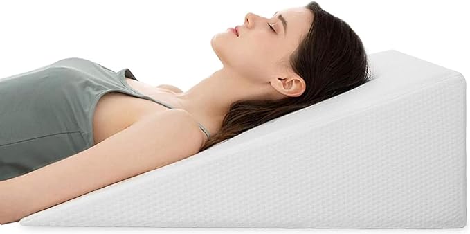 Bed Wedge Pillows Leg Elevation Reading Pillow & Back Support Wedge Pillow - for Back and Legs Support, Back Pain, Leg Pain, Pregnancy, Neck and Shoulder Joint Pain, Sleeping (White, 7" x 24" x 24") - LeafyLoom