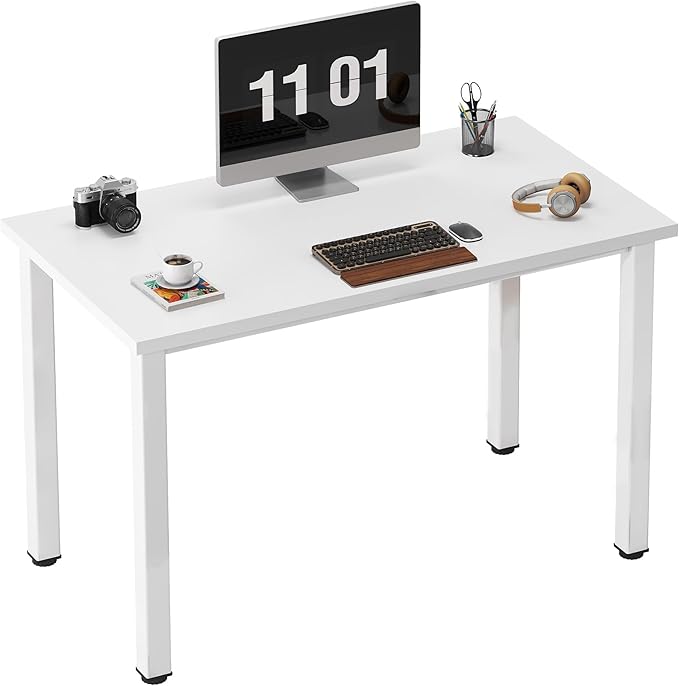 Need Small Desk, 39.4 inches Sturdy Writing Desk for Small Spaces, Small Computer Desk Teens Desk Study Table Laptop Desk Home Ofice Desk, White - LeafyLoom