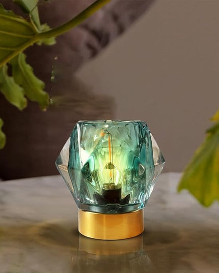 Battery Operated Cordless Lamp Timer,Decorative Table Lamp Battery Powered Lamp with LED Bulb,Decorative Bedside Lamp for Living Room,Bedside Lamp,Night Light (Blue) - LeafyLoom