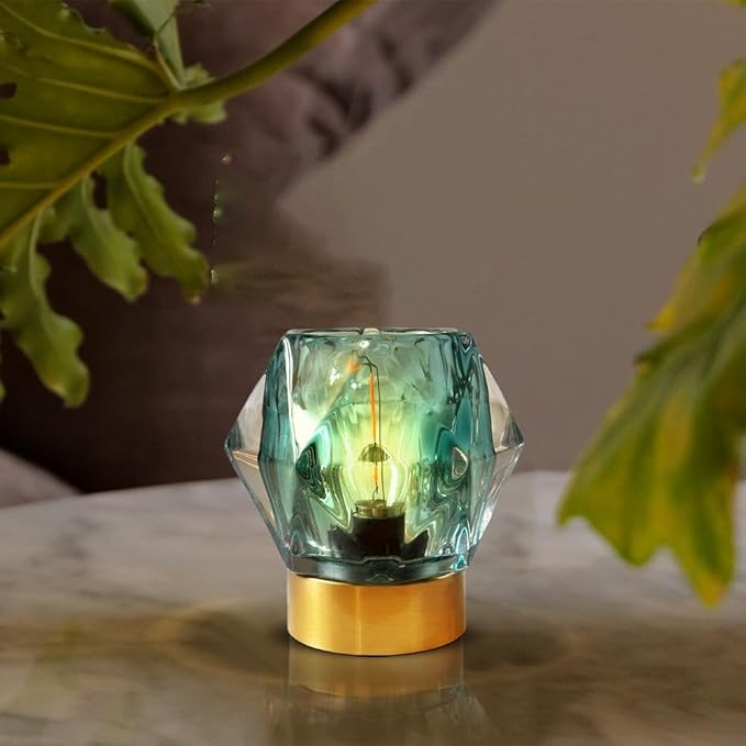 Battery Operated Cordless Lamp Timer,Decorative Table Lamp Battery Powered Lamp with LED Bulb,Decorative Bedside Lamp for Living Room,Bedside Lamp,Night Light (Blue) - LeafyLoom