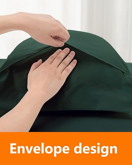Queen Size Comforter Set - 3 Pieces, 1 Reversible Comforter and 2 Pillowcases,Soft Quilted Warm Fluffy Cooling Bedding for All Season,Green - LeafyLoom