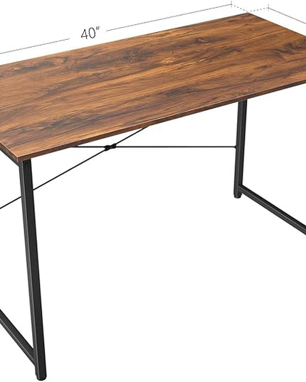 BANTI Computer Desk, 40 inch Home Office Desk, Modern Simple Style PC Table for Home, Office, Study, Writing, Deep Brown - LeafyLoom