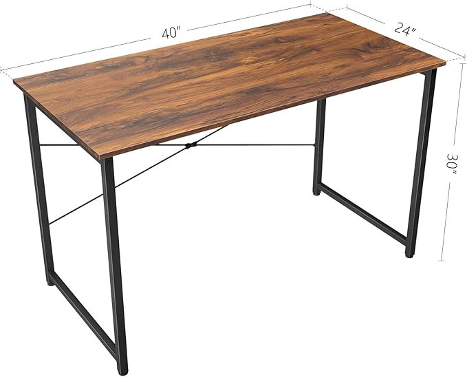 BANTI Computer Desk, 40 inch Home Office Desk, Modern Simple Style PC Table for Home, Office, Study, Writing, Deep Brown - LeafyLoom